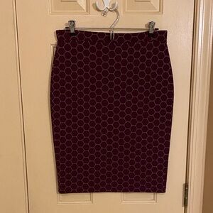 Leota Burgundy Geometric Pencil Skirt